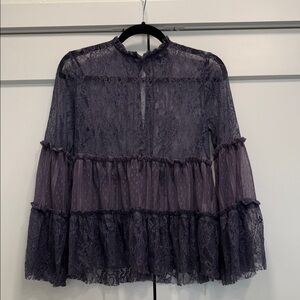 Elegant Lace Ruffle Top tiered romantic blouse - Purple small